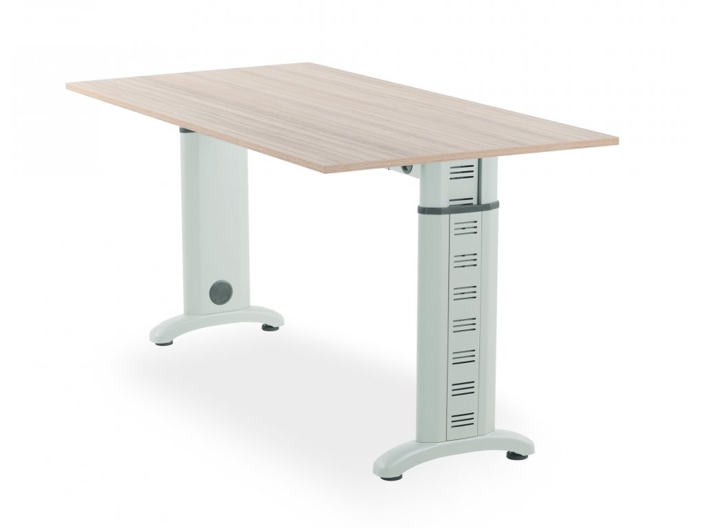 DESK FIX 100  ::  výškově polohovatelný stůl deska briliant white bílá1600x800 mm, podnož šedá